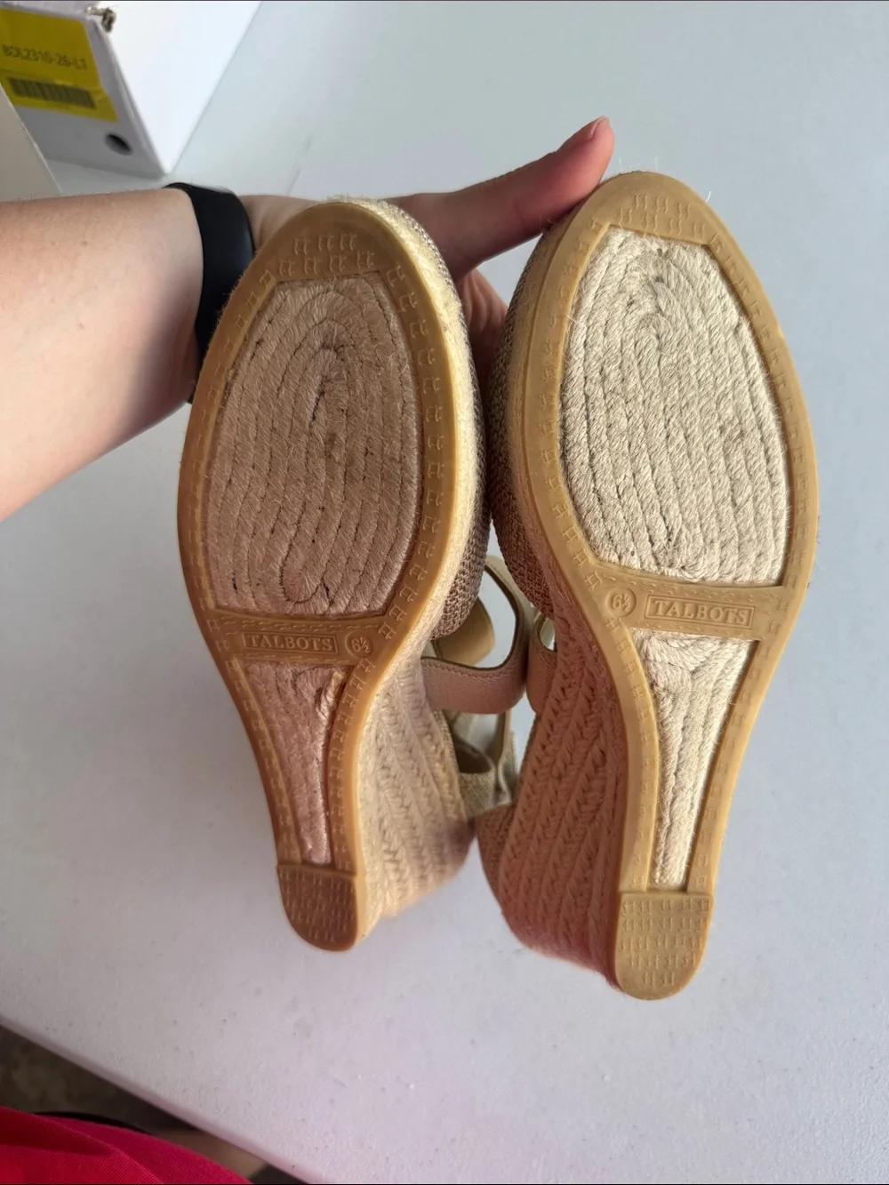 Talbots Tan Wedge Espadrilles with Cross-Strap